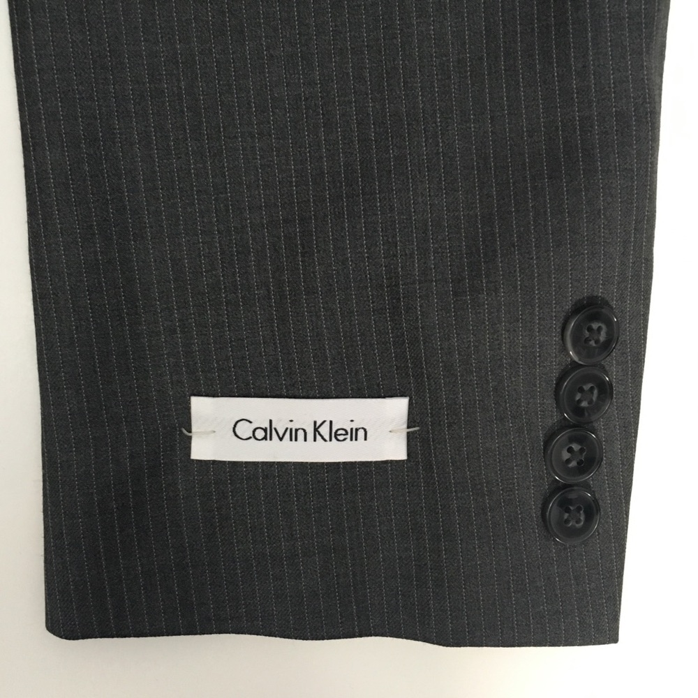 Calvin Klein 40r mens suit 2 piece gray stripes 100% wool 34w new nwt ea0035 - Picture 5 of 8